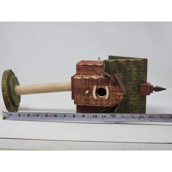 Vintage Home Interiors Wood Birdhouse On‎ A Stand Green And Brown - Picture 8 of 11